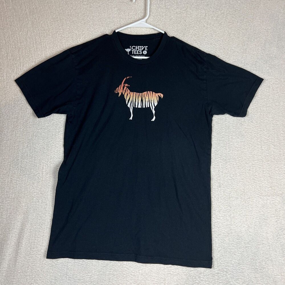 Chive Tees Saturday Goat Graphic Black T Shirt Adult size Large